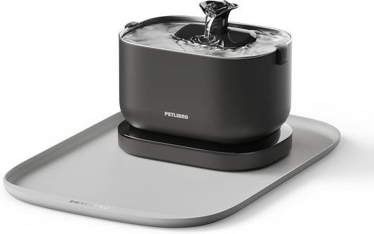 PETLIBRO Cat Water Fountain, Wireless Pet Fountain Battery Operated, 2.5L/84oz Dockstream Automatic Dog Water Dispenser + PETLIBRO Dog Food Mat, Safety Silicone Cat Food Mat for Feeder & Fountain