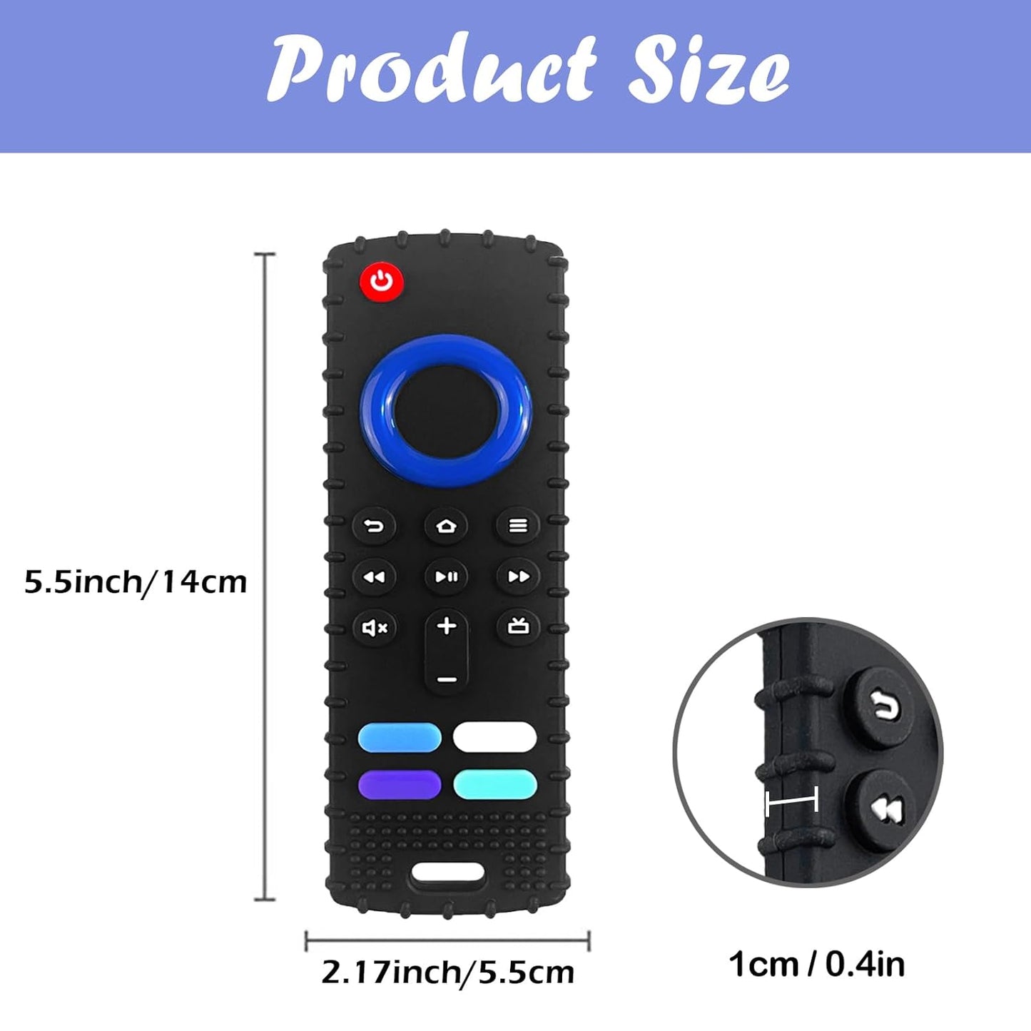 2-Pack Baby Teething Toys-TV Remote Control Shape Silicone Infants Teething Toys for Babies 0-18 Months,BPA-Free (2packs-Black)