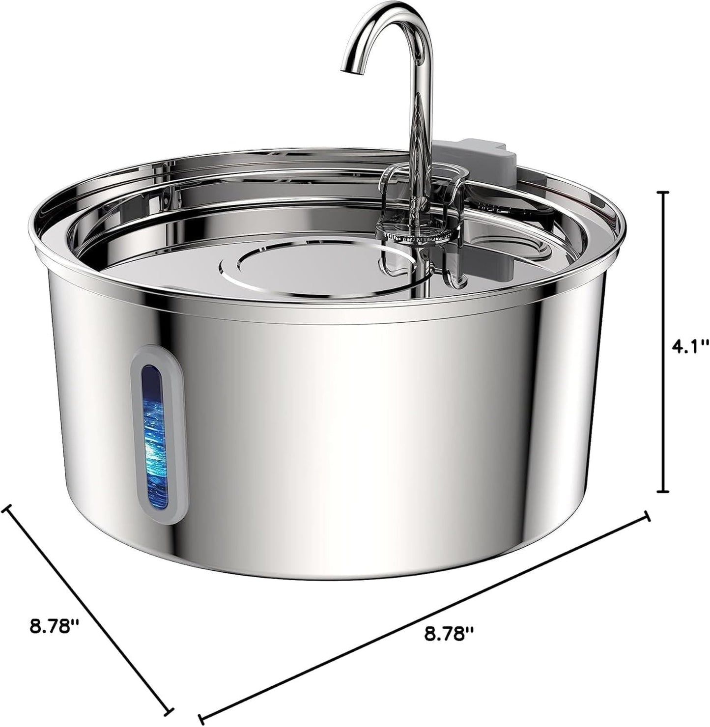 Cat Water Fountain Stainless Steel - 108oz/3.2L Large Capacity Cat Fountain for Drinking, Ultra Quiet Metal Pet Water Fountain for Cats, Small Dogs, Multiple Pets