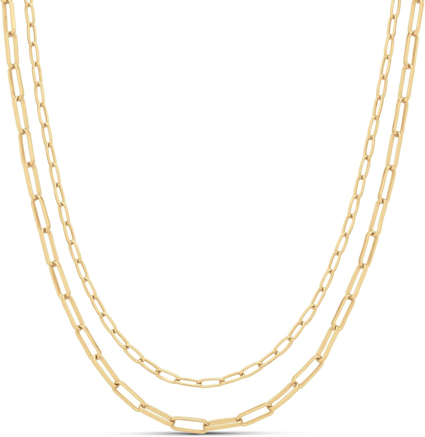 Amazon Essentials 14K Gold Plated or Sterling Silver Layered 2 Row Chain Necklace