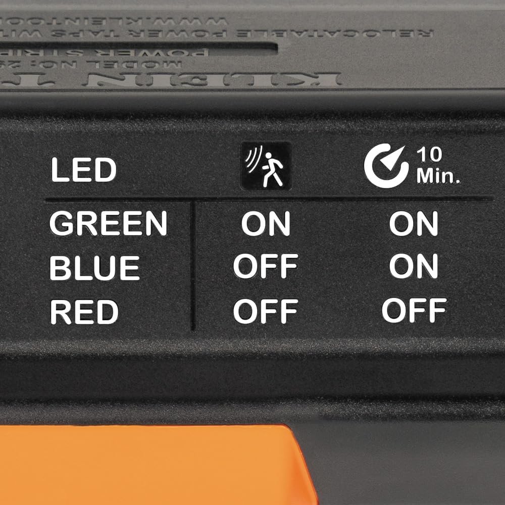 Klein Tools 29602 Magnetic Power Strip, Surge Protector with Motion Sensor LED Light, 5 Outlets, USB-C and 2 USB-A Ports, 5-Foot Cord, Heavy Duty for Workshop