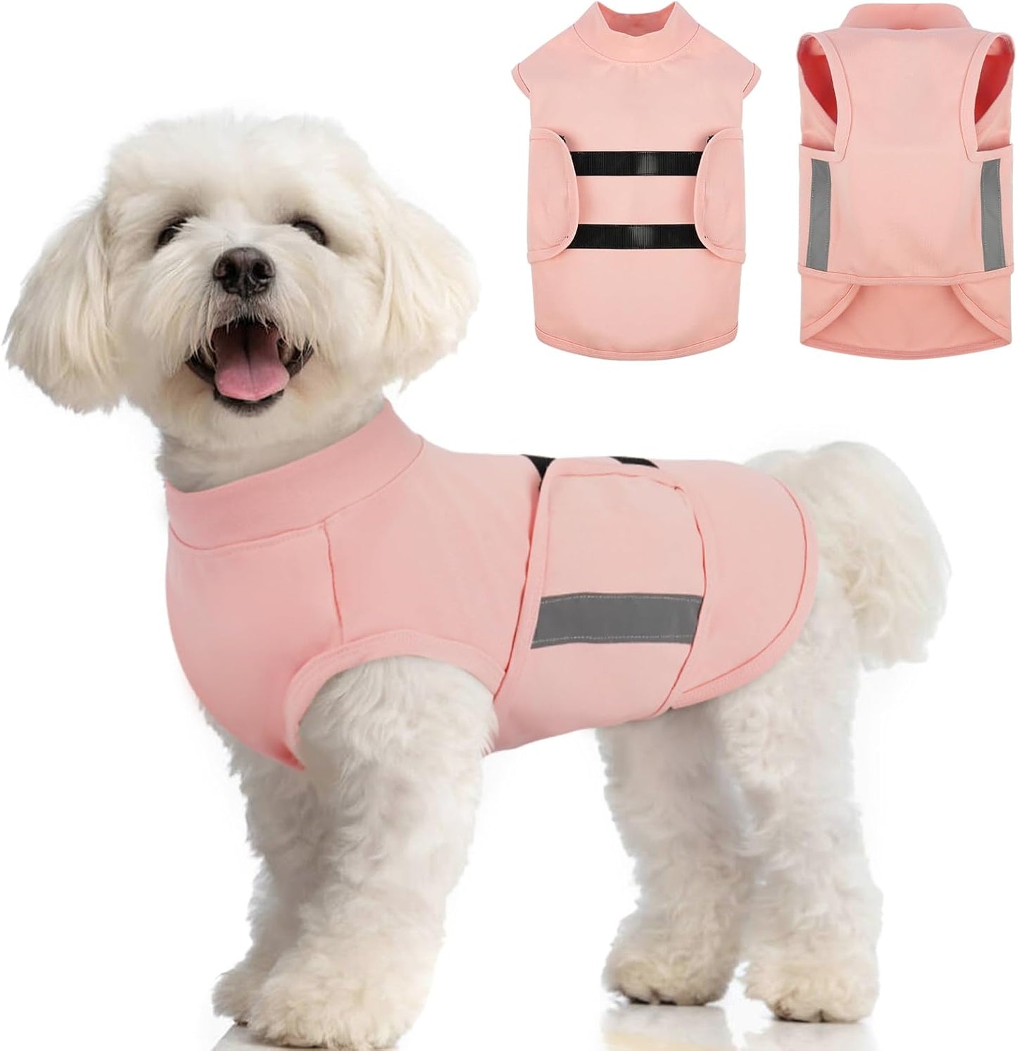 MIGOHI Dog Anxiety Relief Coat,Comfort Anxiety Vest for Dogs,Adjustable Dog Anxiety Calming Wrap for Fireworks,Thunderstorm,Travel,Separation,Anxiety Jacket for Medium Dogs,M,Pink