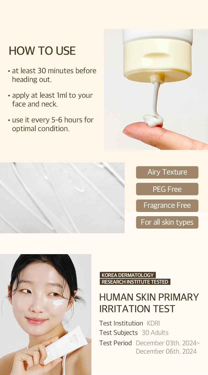 mixsoon Bean Sunscreen-Lightweight Airy Texture SPF 50 Korean Sunscreen for Face, No White Cast, Non-Sticky Stocking Stuffers 50ml / 1.69 fl.oz. Korean Glass Skin Care
