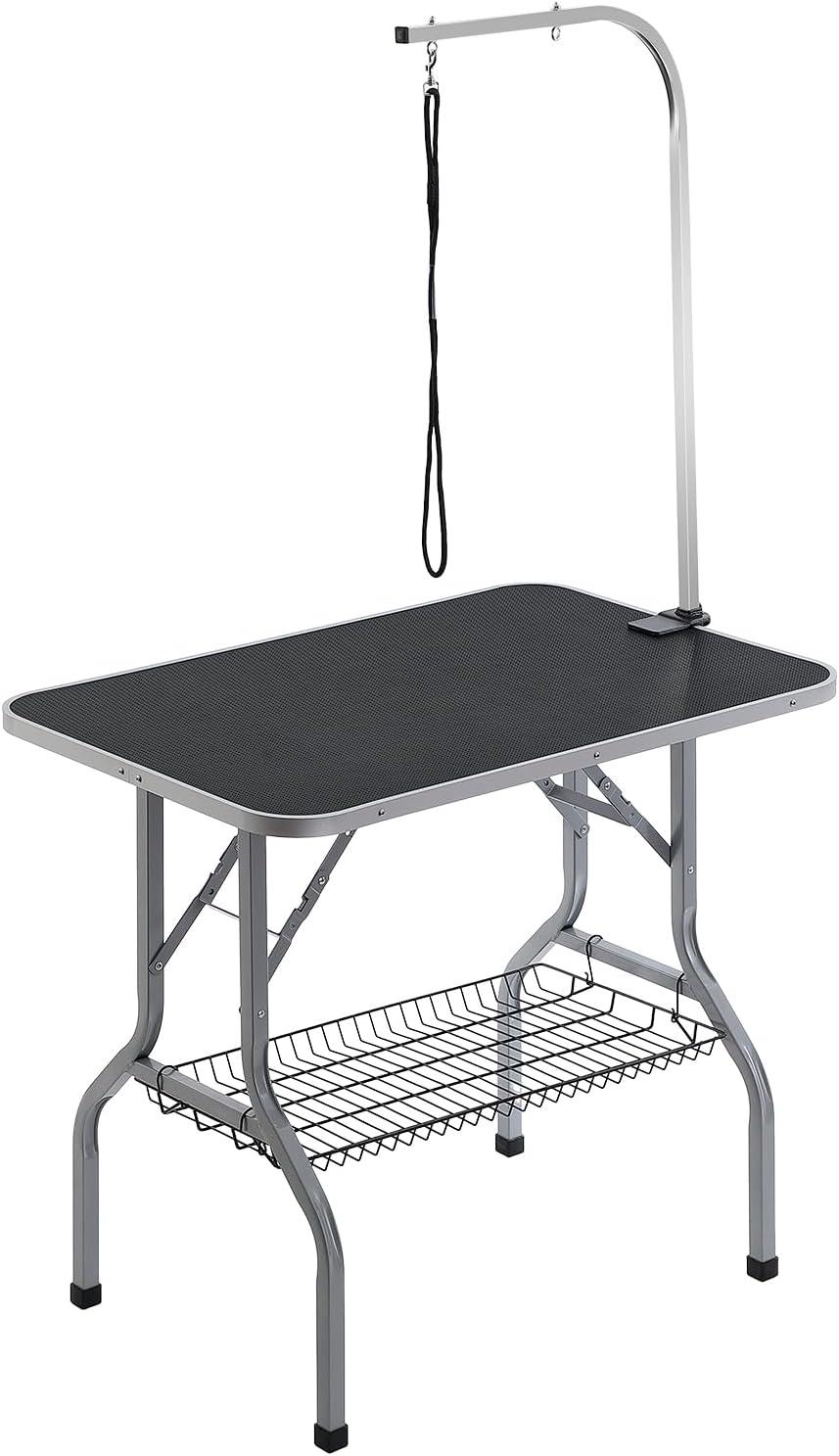 VEVOR Pet Grooming Table Arm with Clamp, 36''x24'' Dog Grooming Station, Foldable Pets Grooming Stand for Medium and Small Dogs, Free No Sit Haunch Holder with Grooming Loop, Bearing 330lbs