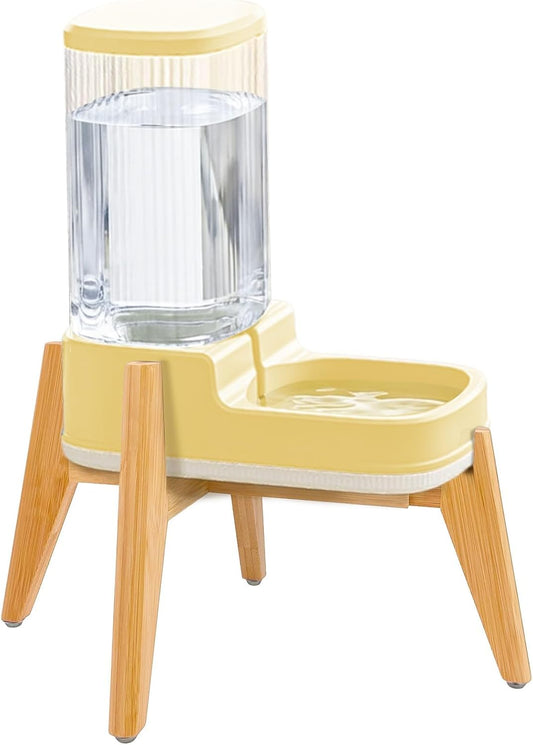 Dog Automatic Water Dispenser with Stand - Ideal for Medium-Large Breeds - Elevated Gravity Water Feeder Bowl, with Custom-Fit Raised Wooden Holder, All Parts Removable - ZPirates Brand USA