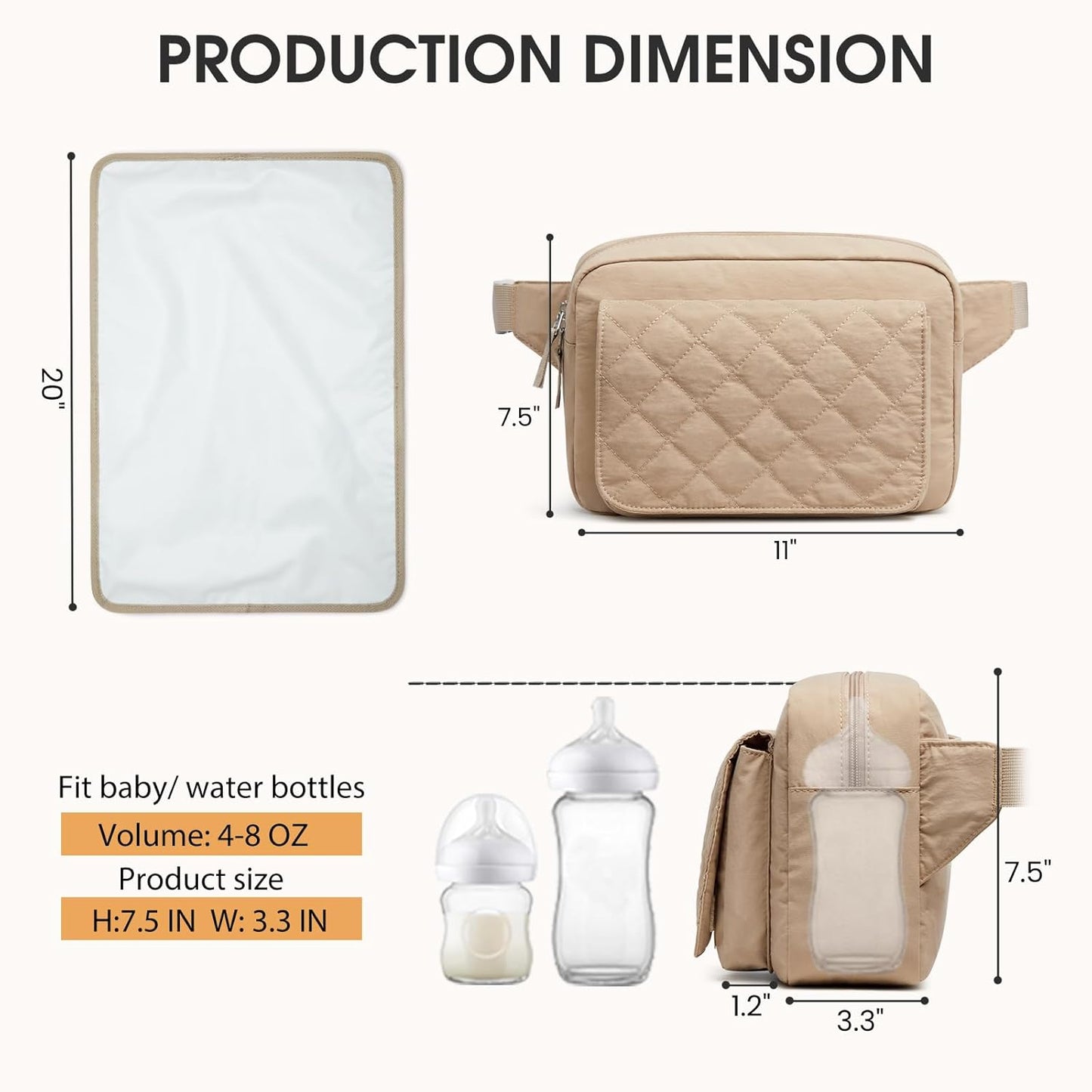 G4Free Small Diaper Bag for Baby Girl and Boy, Mini Sling Diaper Bag Fanny Pack with Portable Changing Pad