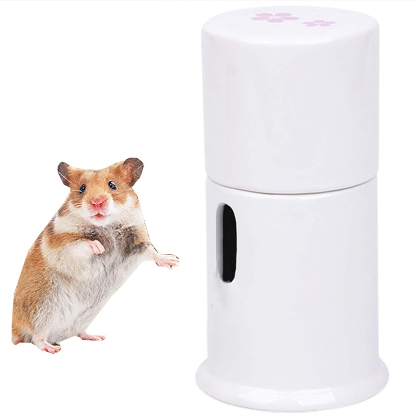 Hamster Drinking Fountain Ceramics Pet Water Fountain for Hedgehog Chinchilla Ferret Small Guinea Pig with 60ML Kettle (White)