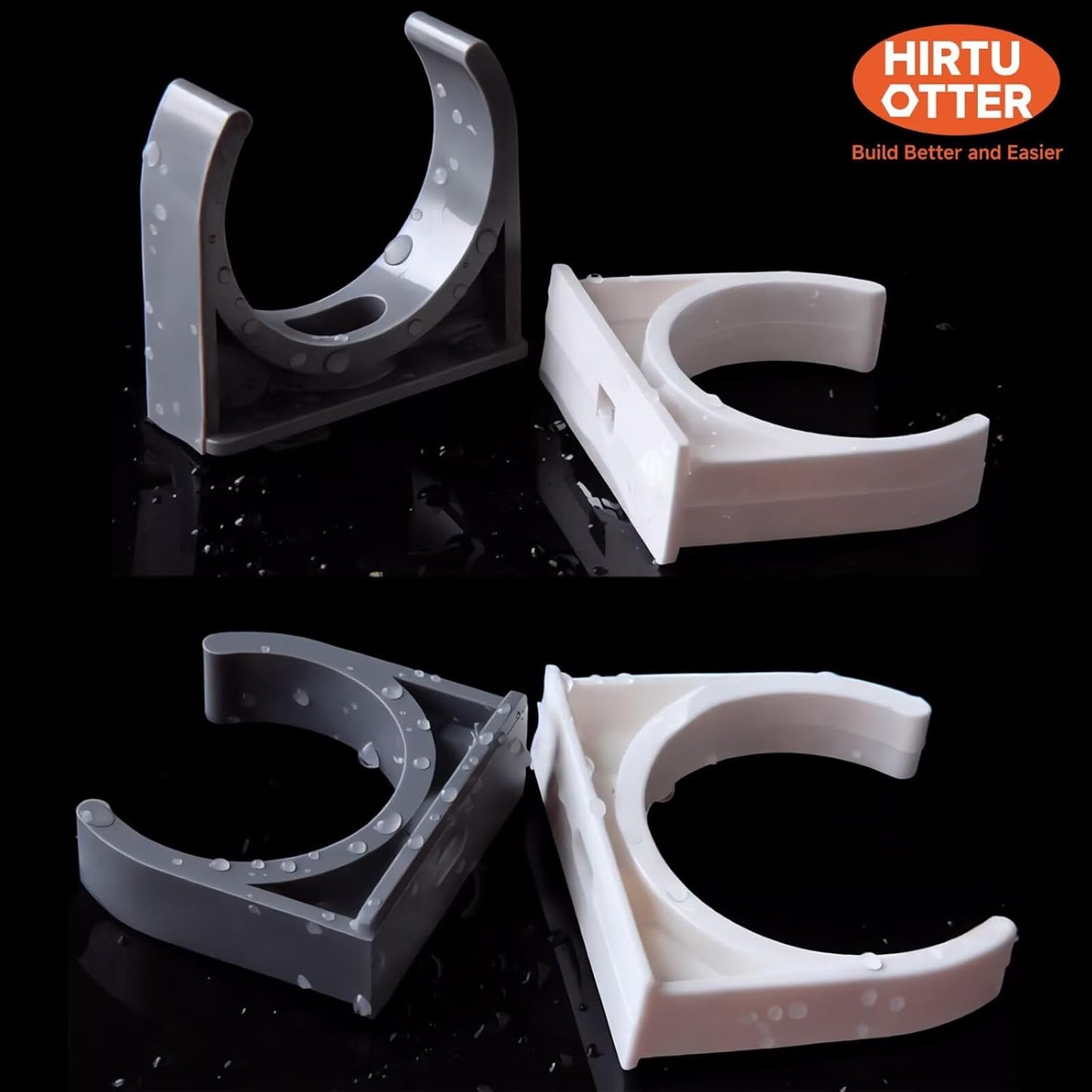 50mm/1.97" (30 PCS) U-Shaped PVC Pipe Clamps (Gray), Hose Hanger Support, High Strength for Home Plumbing, TV Trays, Water Supply, Garden Tubing, PEX, UV Resistant, fit for 1-1/2" PVC Pipe Sch40