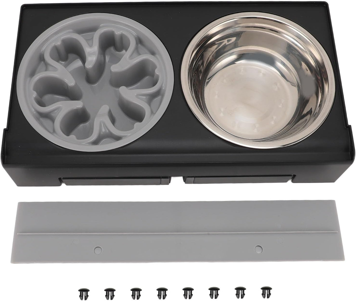 Adjustable Raised Dog Bowl Stand Elevated Dog Bowls Slip Dog Feeder for Medium and Large Dogs (Grey)