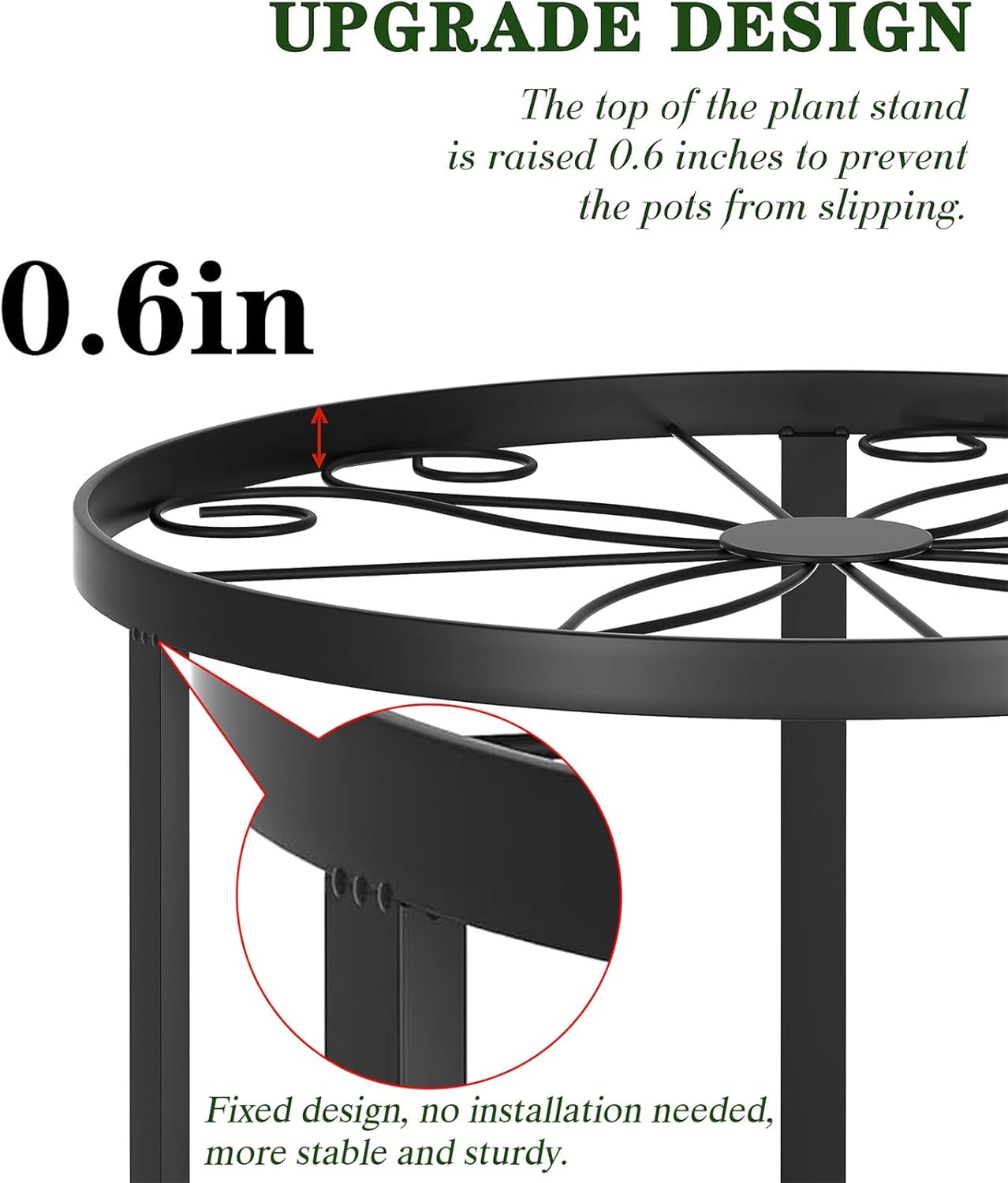 5-Pack Decent Metal Plant Stand Indoor, Assembly Free Plant Stands for Multiple Plants Outdoor, Anti-Rust Flower Display Stand, Corner Plant Shelf for Home Patio Gardening Decor (Black)