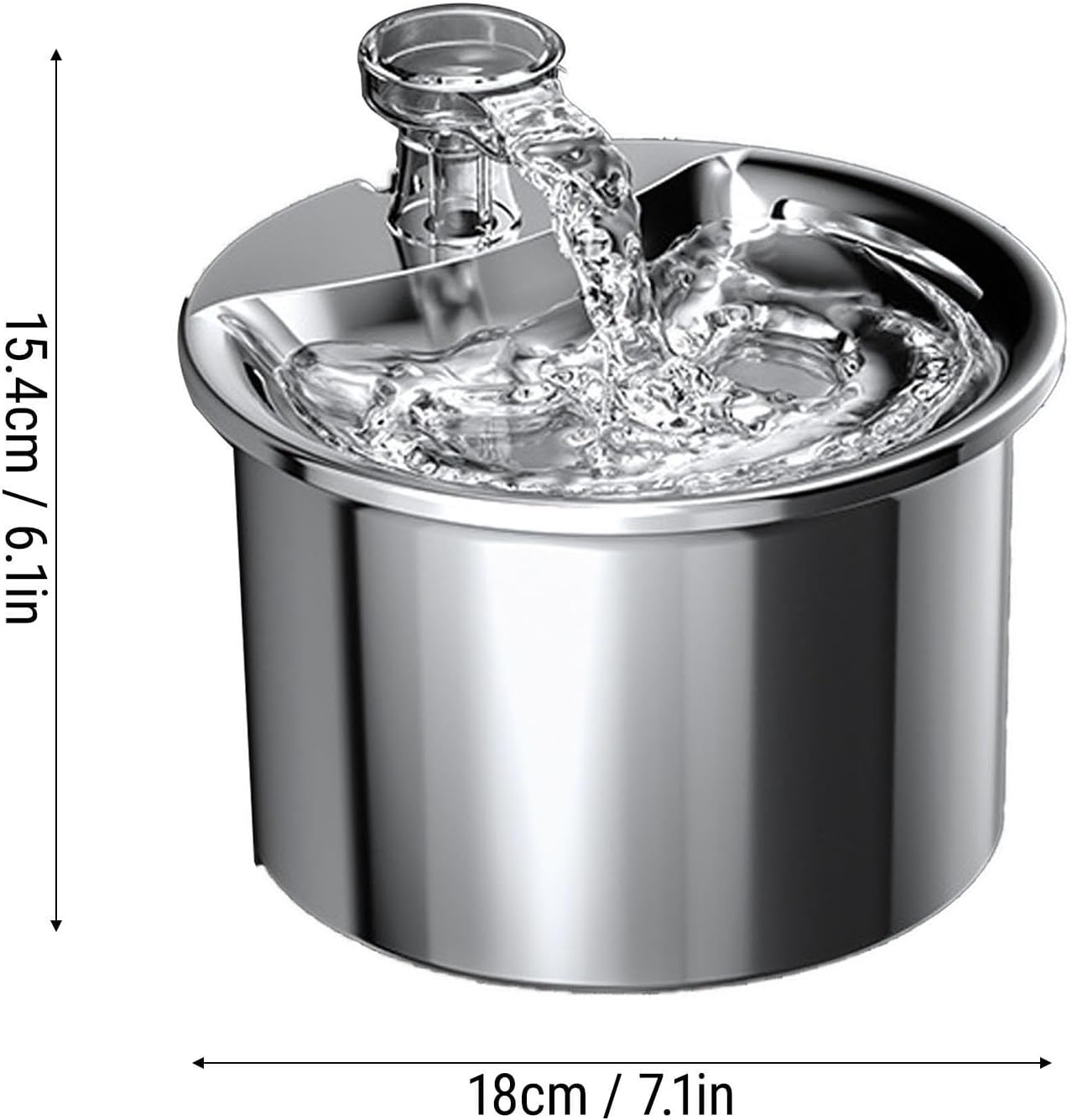 Luqeeg 2L Automatic Cat Water Fountain 304 Stainless Steel Water Fountain Pets Low Noise Pump Feeder with a Comprehensive Filtration Structure & Continuous for Cat or Dog (US Plug)