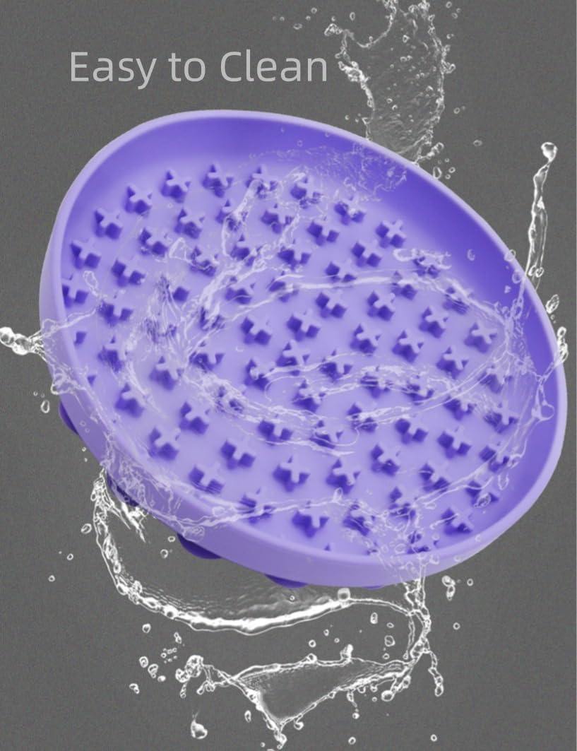 Slow Feeder,Cat Dog Help Slow Down Eating Speed Soft Silicone Rubber Cute Slow Feeder for Puppy/Cat/Dog (Purple, Small)