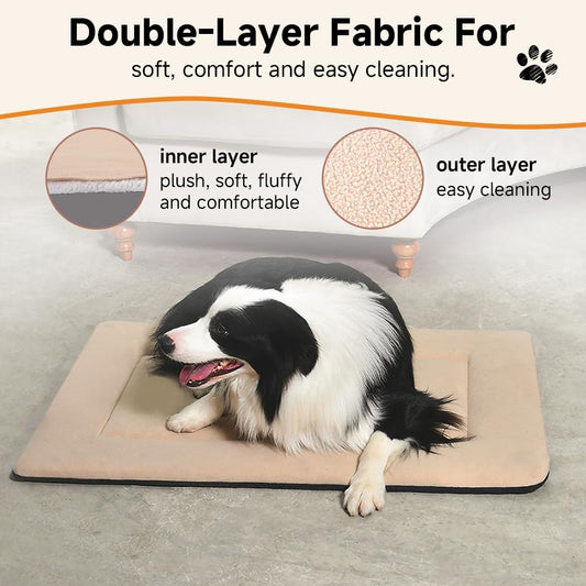 Dog Bed Crate Pad 24" L x 18" W Kennel Pad Machine Washable Entire Dog Crate Beds Double Sided Pet Mat