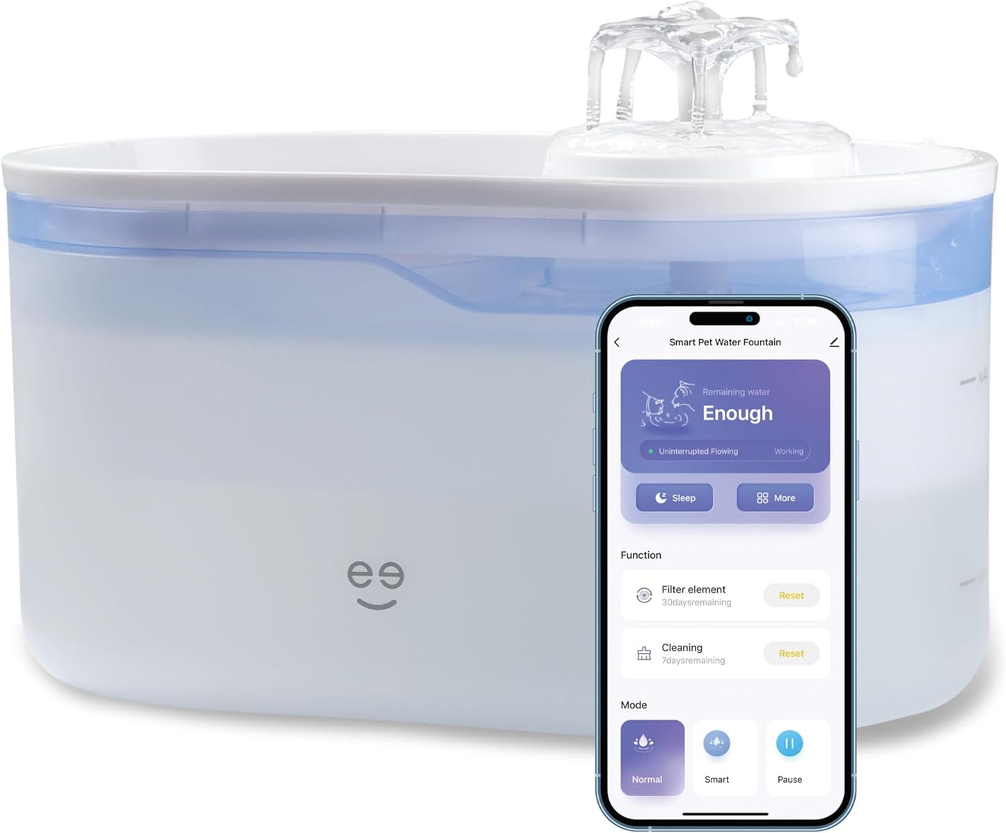Geeni PetConnect 2.6L Smart Pet Water Fountain, Automatic Filtered Water Bowl for Cats and Dogs, Wi-Fi Controlled, Alexa & Google Home Compatible, Clean and Fill Alerts, White