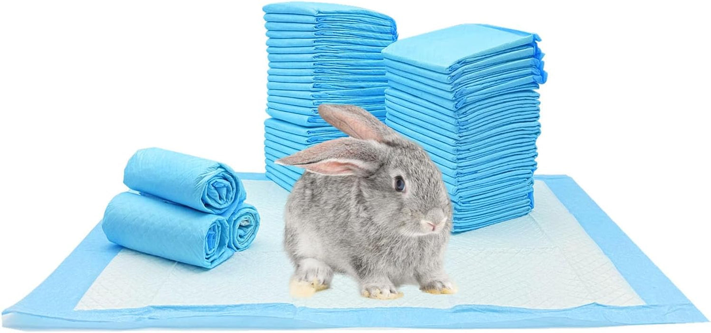 50 Pcs Rabbit Pee Pads, Disposable Guinea Pig Pee Pads cage Liners for Small Animals Ferrets, Rabbits, Hamsters, and 17.7"x23.6" (Blue, M)