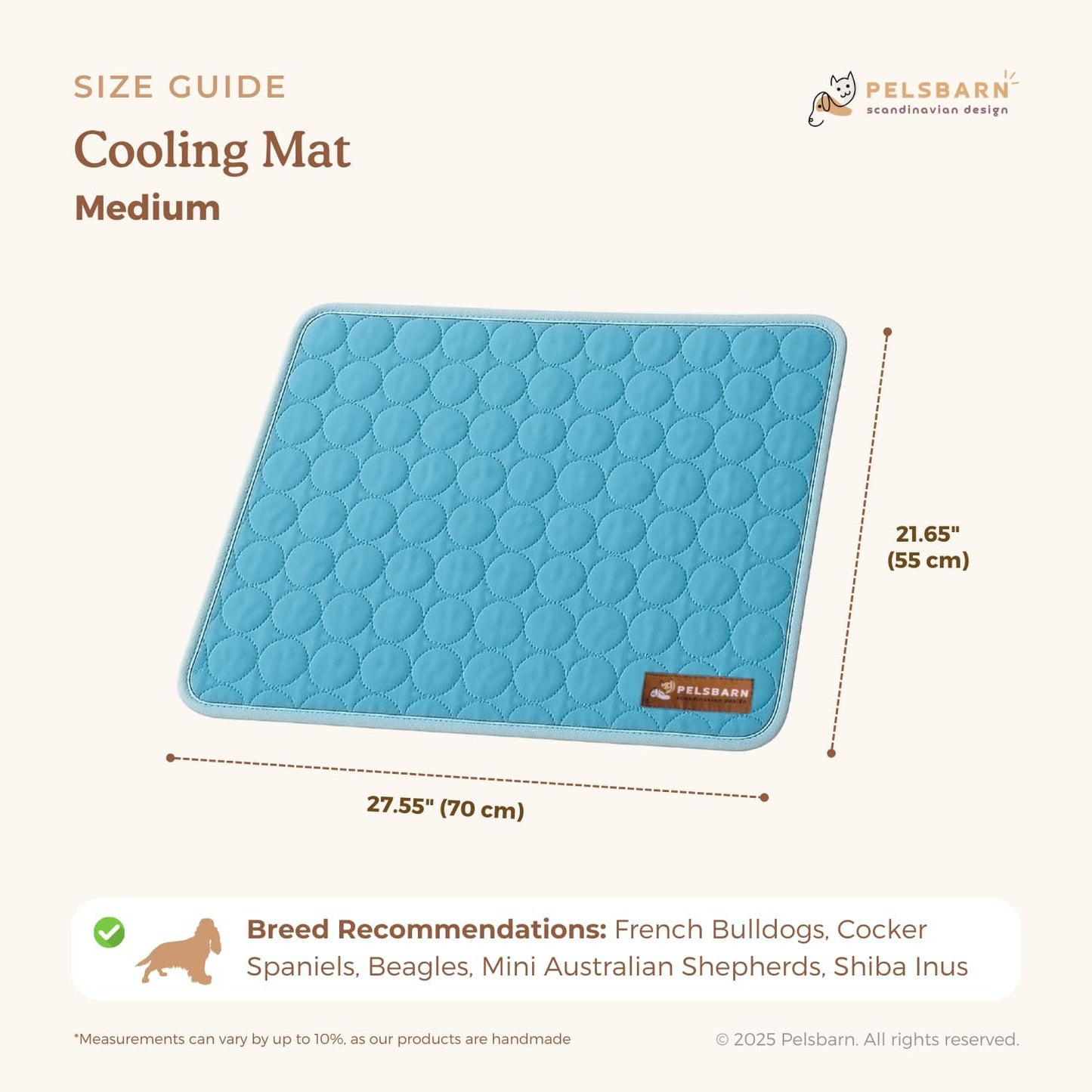 Pelsbarn Dog Cooling Mat- Ice Silk Summer Comfort, Self Cooling, Non-Slip Dog Pad, Durable & Washable, Mat for Medium Dogs 19"" x 25"", Support Shelter Dogs with Every Purchase (Blue)