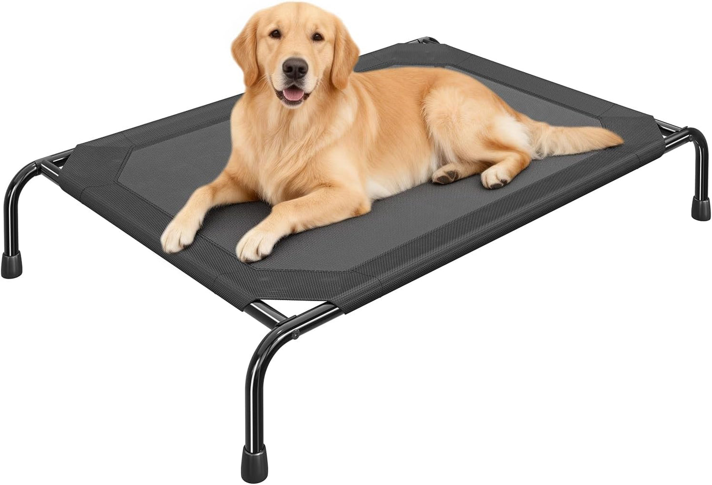 Elevated Dog Bed for Large Dogs, Waterproof XL Pet Cot with Breathable Mesh, Outdoor & Indoor Cooling Dog Bed, Raised Frame for Joint Support, Black