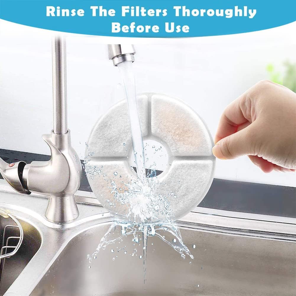 8-Pack Cat Water Fountain Filters, Cat Fountain Replacement Filter, Pet Fountain Filters Compatible with Most Catit Automatic Cat Fountain