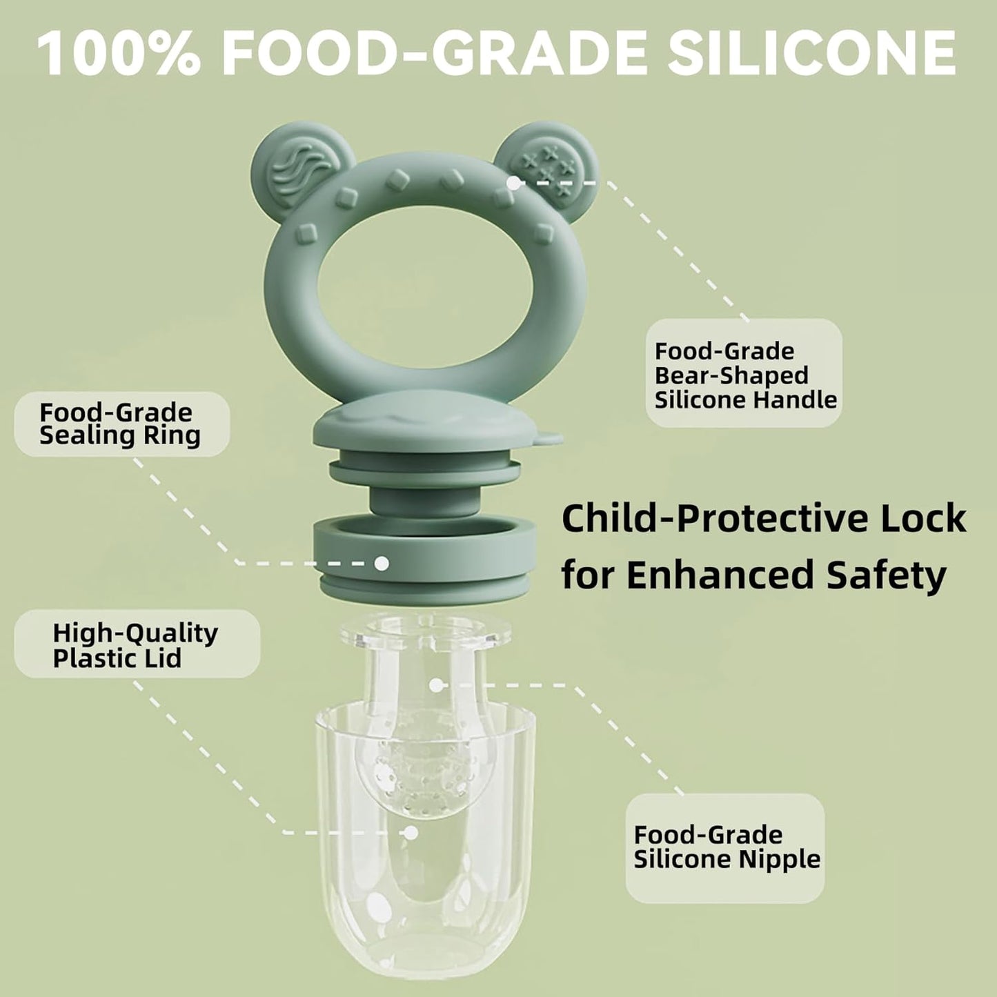 4 Pack Stylish Anti-Drop Baby Fruit Feeder & Breastmilk Popsicle Molds for Teething with Lids, The Perfect Food Feeder, Teether Pacifier, Easy-to-Clean Silicone Feeder Teethers, Extra Silicone Clips