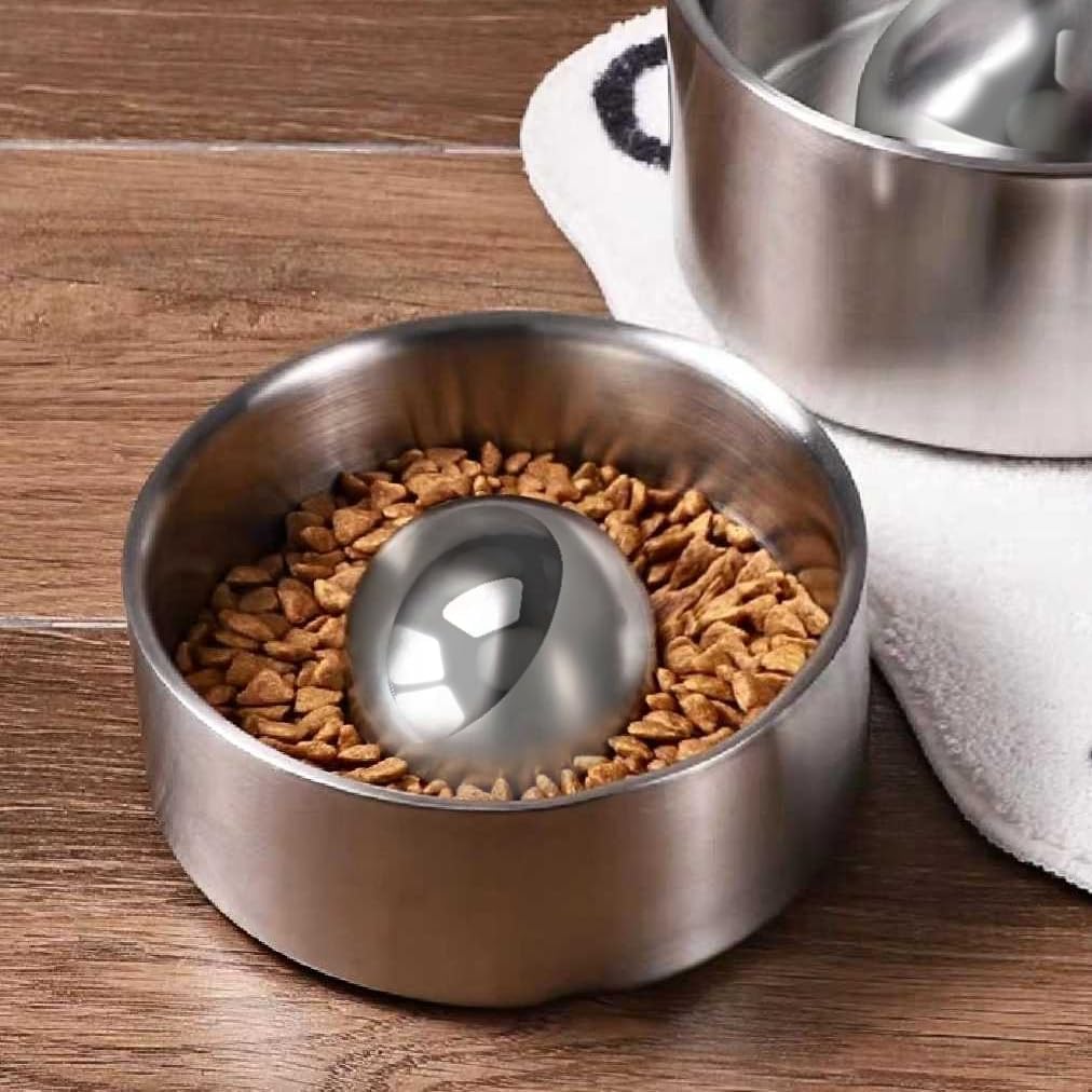 SUS304 Stainless Steel Dog Food Slow Feeder Ball - 2.5in - Slows Fast Eating, Prevents Choking, Bloating & Obesity - Fun Feeding for All Dogs - Durable, Smooth & High Adaptability (Small 2.5Inch)
