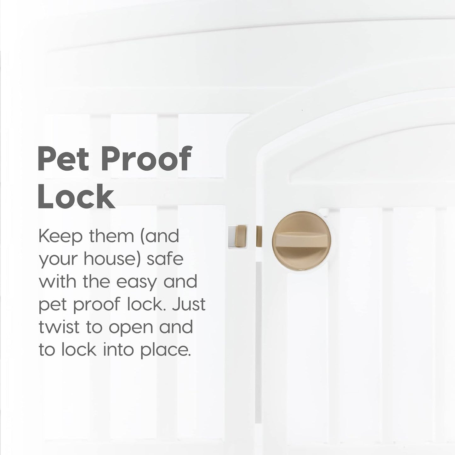 IRIS USA Dog Playpen with Door, 24” 4 Panel Pet Exercise Pen – Indoor Outdoor Puppy Play Pen, Portable Plastic Pet Fence for Small Medium Dogs, Foldable 35” x 35” x 24”, White