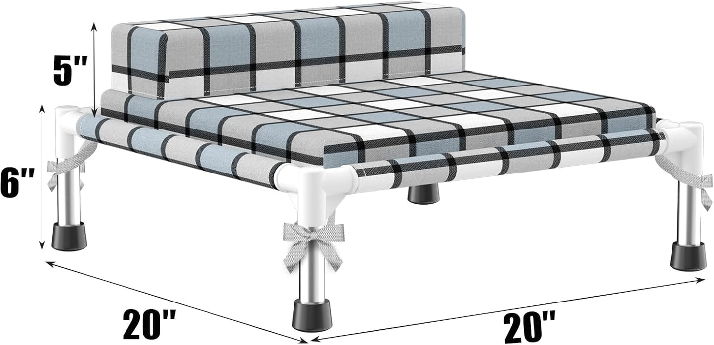 Elevated Raised Dog Bed Mat - Elevated Dogs Bed with Cushion & Bolster Raised Pet Mat Couch Bed with Pillow & Mat for Indoor Outdoor (S)
