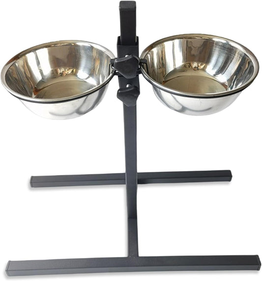 Elevated Dog Bowls, Height Adjustable Dog Bowl Stand, Sturdy Iron Tall Dog Bowl Stand with 2 Bowls, Dog Bowl Stand Ideal for Large or Old Dogs