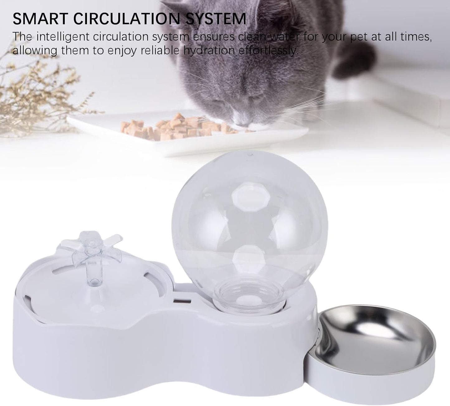 Luqeeg Water Fountain Food Feeder Smart Circulation Ensures Clean Cat Dog Food Feeder with Large Capacity Practical Filter Design Removes Impurities from Water for Cats Dogs Pets