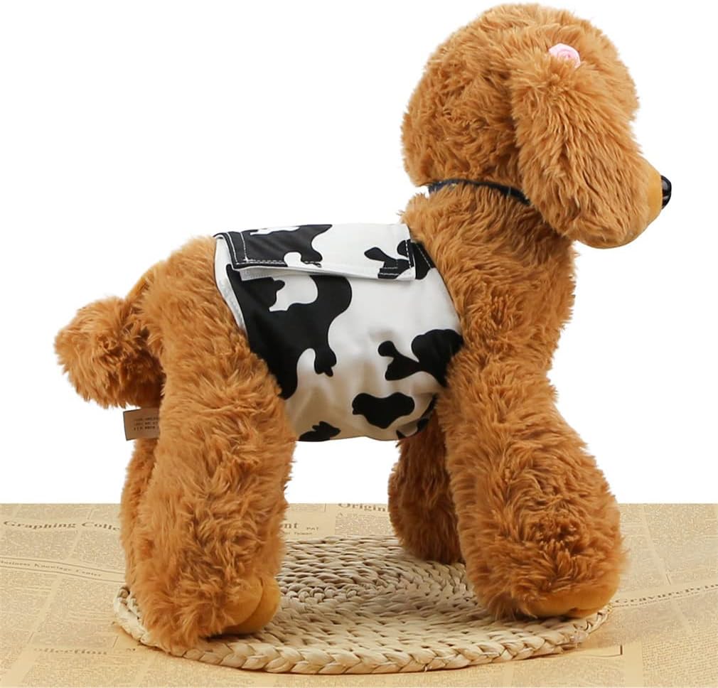 Male Dog Diapers Washable Dog Belly Bands Reusable Doggie Wraps - Pack of 3 (Cow, Large(17''-21''))