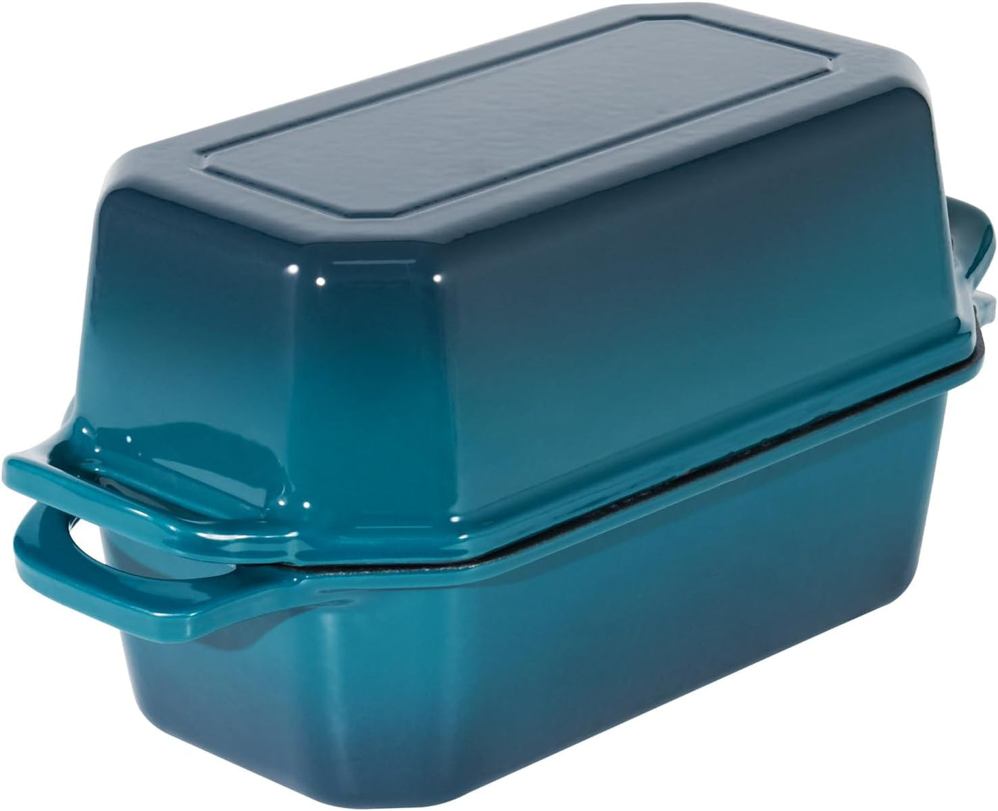 Bread Pan Cast Iron Loaf Pan with Lid Bread Loaf Pan 8.5x4.5 Inch Loaf Pan Enameled Cast Iron Sourdough Loaf Pan, DarkCyan