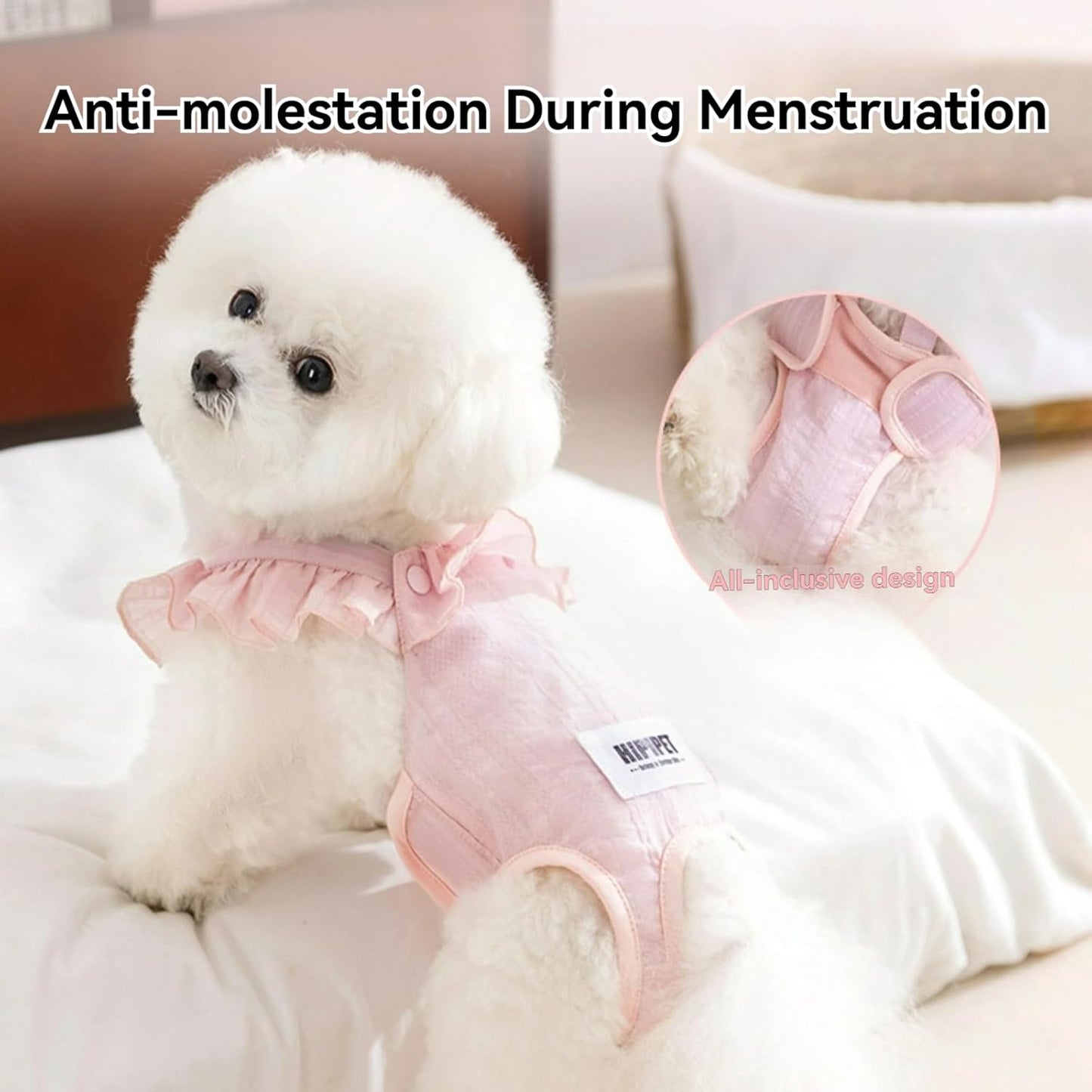 Cat Puppy Costume Cute Ruffled Pet Diaper Pants Full Coverage Design with Hook and Loop Breathable Adjustable Multiple Sizes for Cat Small Dog (Small,Pink)