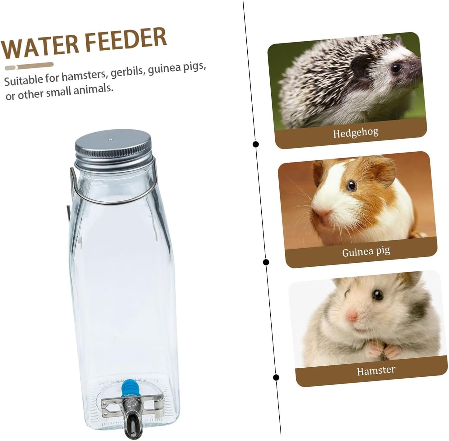Milisten 350ml PET Rabbit Water Bottle Dispenser – Silent Hanging Glass Water Feeder for Small Animals – for Bunnies Guinea Pigs and Other Pets