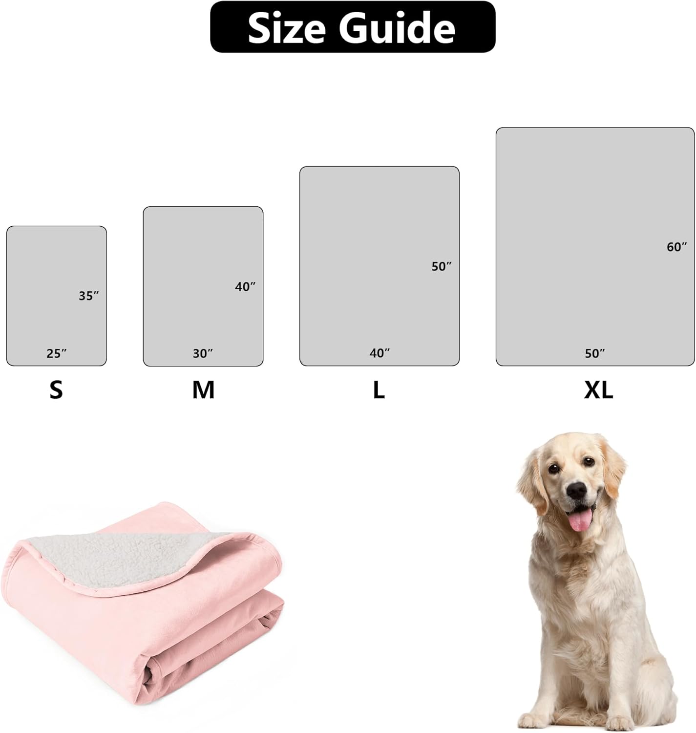 고양이 담요, 소형견을 위한 방수 강아지 담요, 침대 카우치 소파 가구용 세탁 가능한 반려동물 강아지 셰르파 담요 양면 사용 가능(76.2cm x 101.6cm(30 x 40인치), M, 핑크)