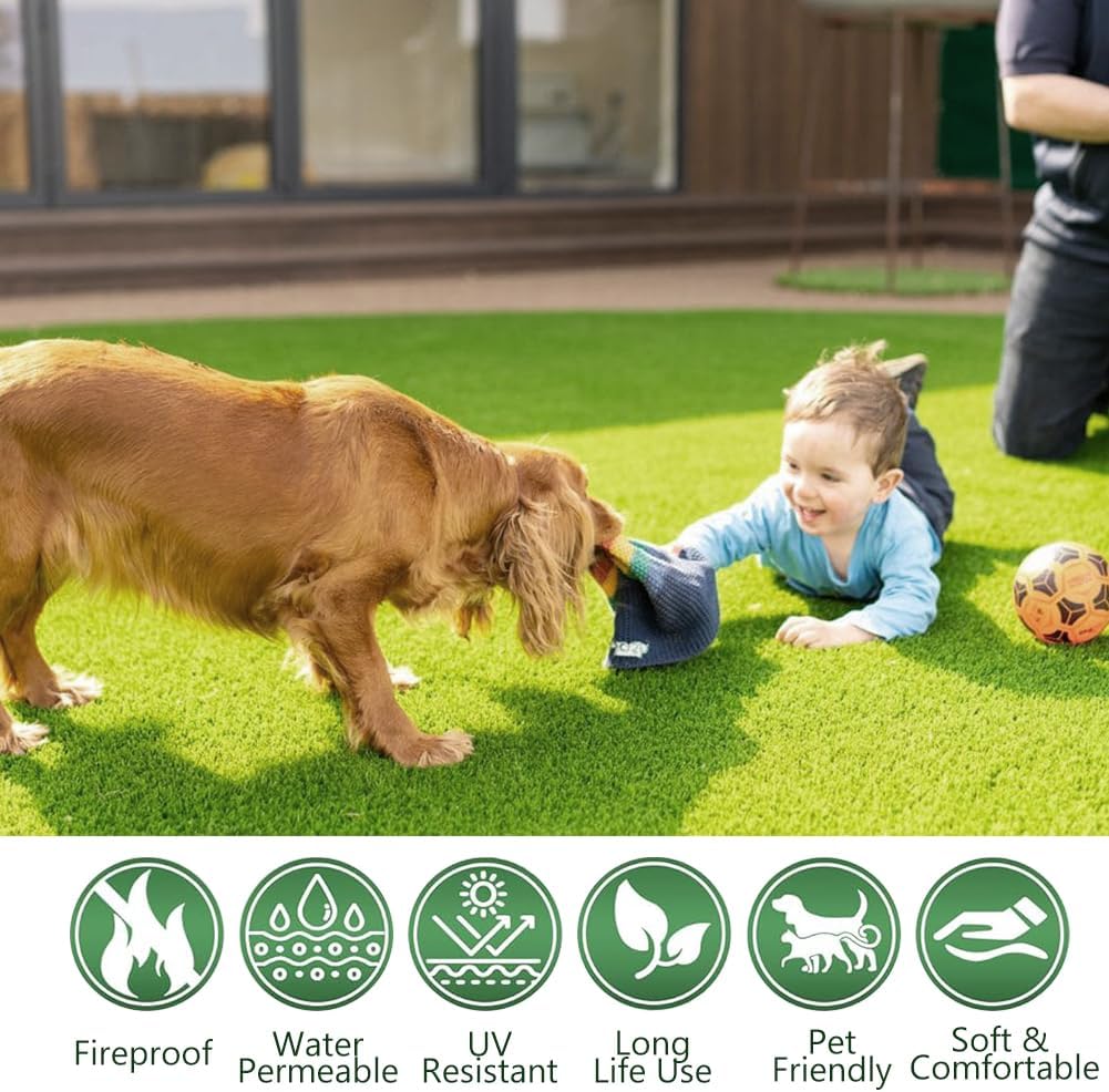 Reusable Potty Training Grass Mat for Dogs - 19.7 X 39.4 Inch Artificial Turf with Drainage Holes, Washable Dog Potty Pad for Indoor & Outdoor Use, Easy to Clean, Durable & Long-Lasting