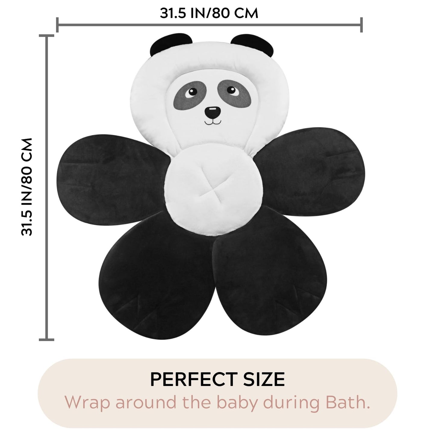 PandaEar Baby Bath Pad for Infant Newborn | Bath Seat Soft Panda Cushion Mat for Sink Bathtub Essentials Shower Gift (Black)