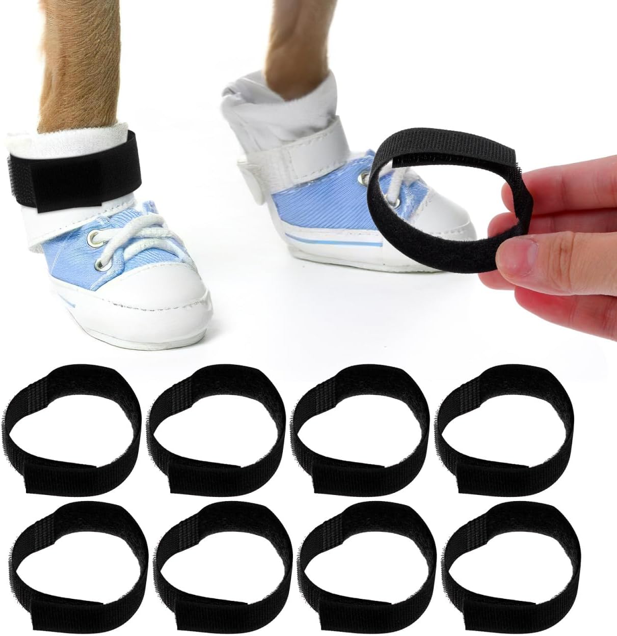 VOSAREA 10pcs Dog Bootie Straps Non Slip Sock Holders Adjustable Paw Protector Bands Non Skid Sock Fasteners Pet Footwear Accessories for Rainy Muddy Outdoor Use
