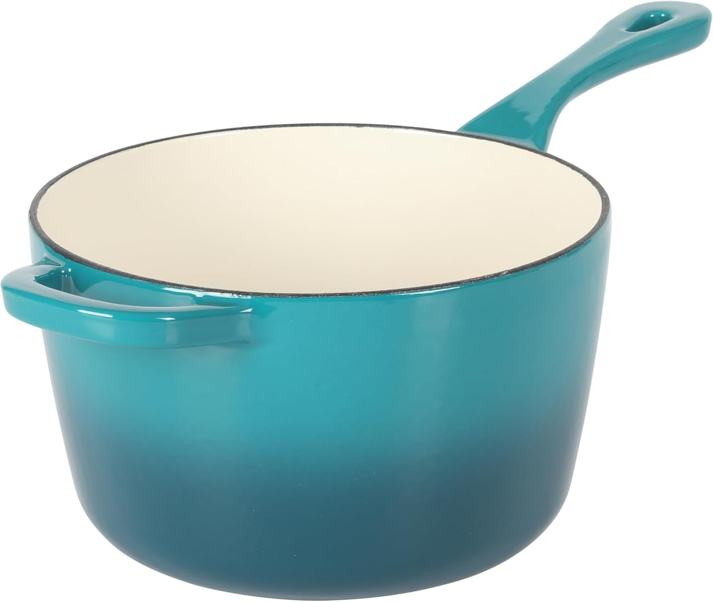 Crock-Pot 3-Quart Teal Ombre Enamel Cast Iron Saucepan with Lid – Durable Oven Safe Cookware