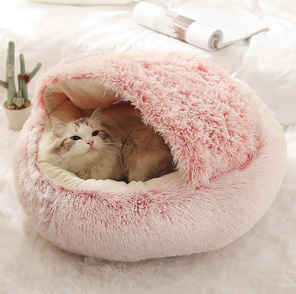 Cozy Cocoon Pet Bed,Cozy Nook Pet Bed for Dogs,Winter Pet Plush Bed, Cozy Cocoon Pet Bed for Dogs,Cozy Nook Dog Bed, Dog Bed (Pink-Short Velvet,40 * 40 CM)