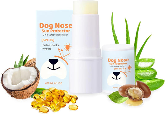 Dog Sunscreen SPF 25 [6 g *2], Safe Sea Sunscreen with Coconut Oil & Shea Butter, No Irritating Fragrance Snout Soother Dog Nose Balm & Beach Defense Sunscreen