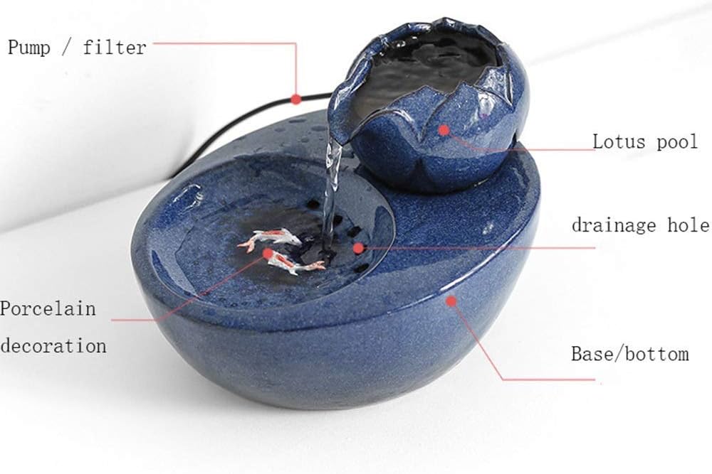 Cat Water Fountain Super Mute Ceramics Pet Water Dispenser for Cat and Small Dogs (Color : Blue) (Brown)