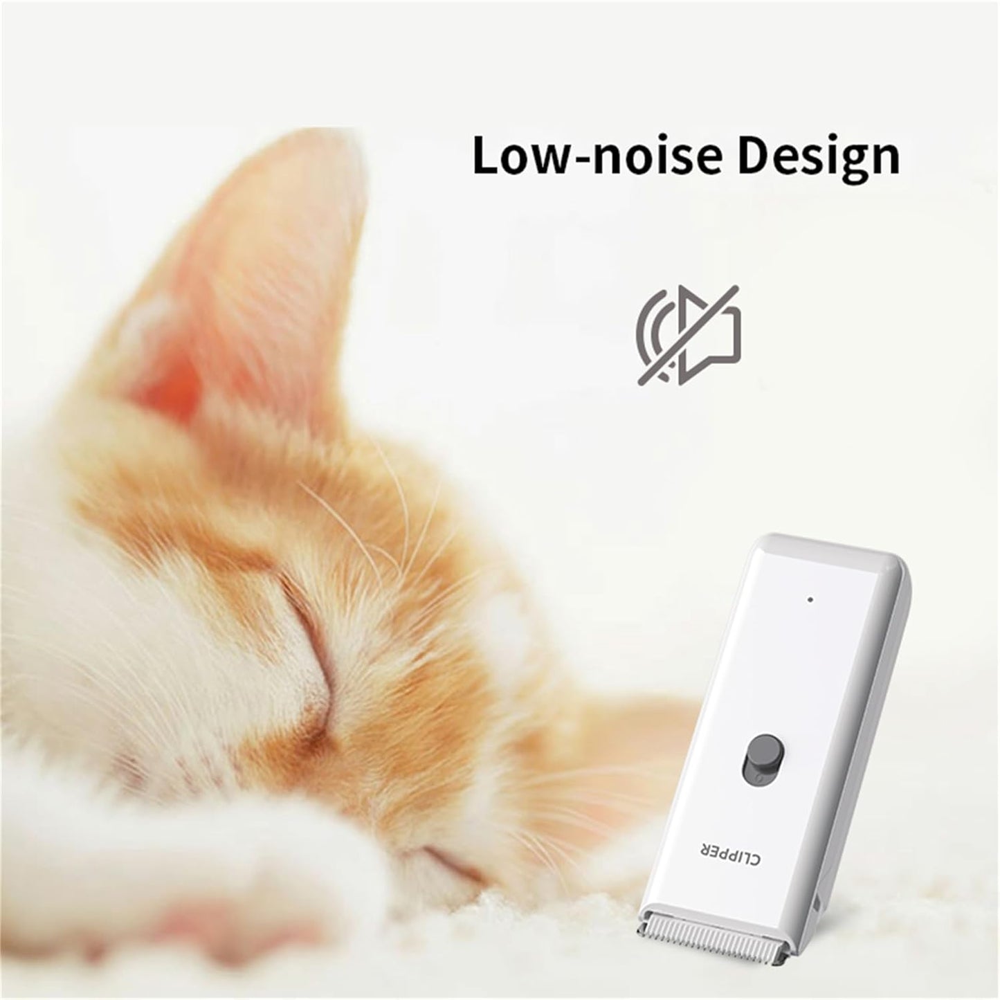 Handy Dog Cat Clippers - Professional Cordless Grooming Tools - Low Noise Pet Hair Trimmer Kit, AP005, White