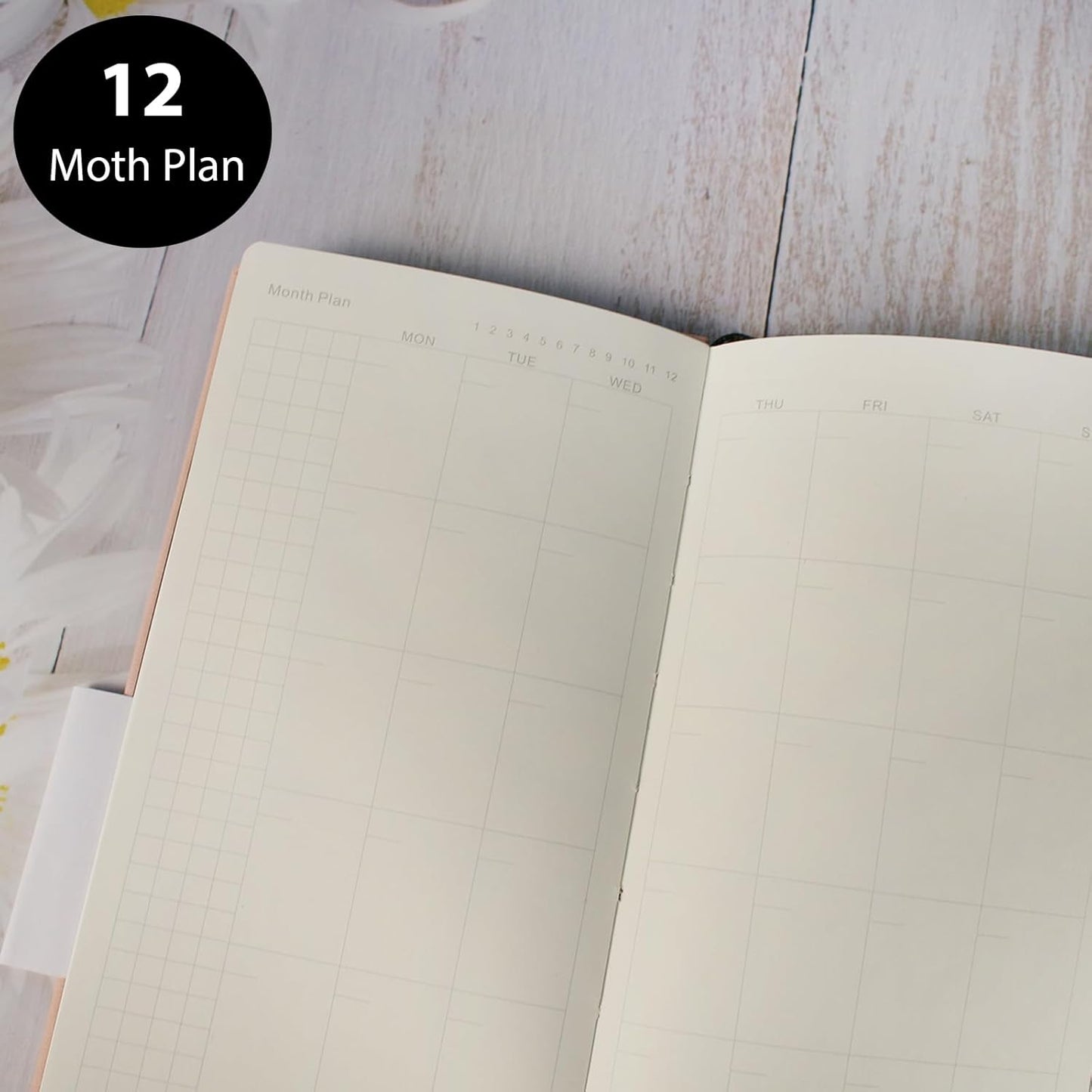 Fromthenon PU Leather Weekly Plan Portable Planner Year Month Week Mini Slim Notebook Journal Schedule For Traveler Student Office (Pink)