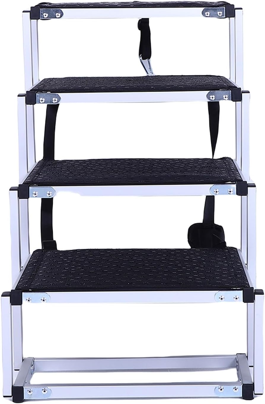 Aluminum Alloy 5 Step Dog Ramp Non Slip Finish Portable Foldable Dog Stair for SUV Truck Bed
