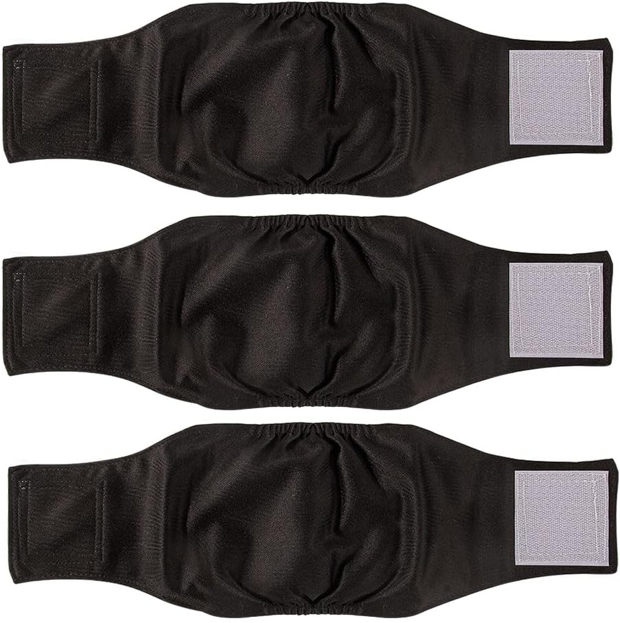 Washable Reusable Dog Diapers Male, 3 Packs Breathable Belly Bands for Male Dogs for Summer,Belly Band for Male Dogs Black S