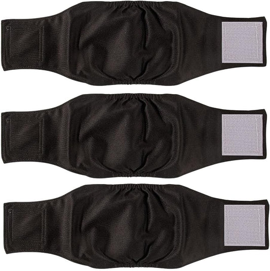 Washable Reusable Dog Diapers Male, 3 Packs Breathable Belly Bands for Male Dogs for Summer,Belly Band for Male Dogs Black S