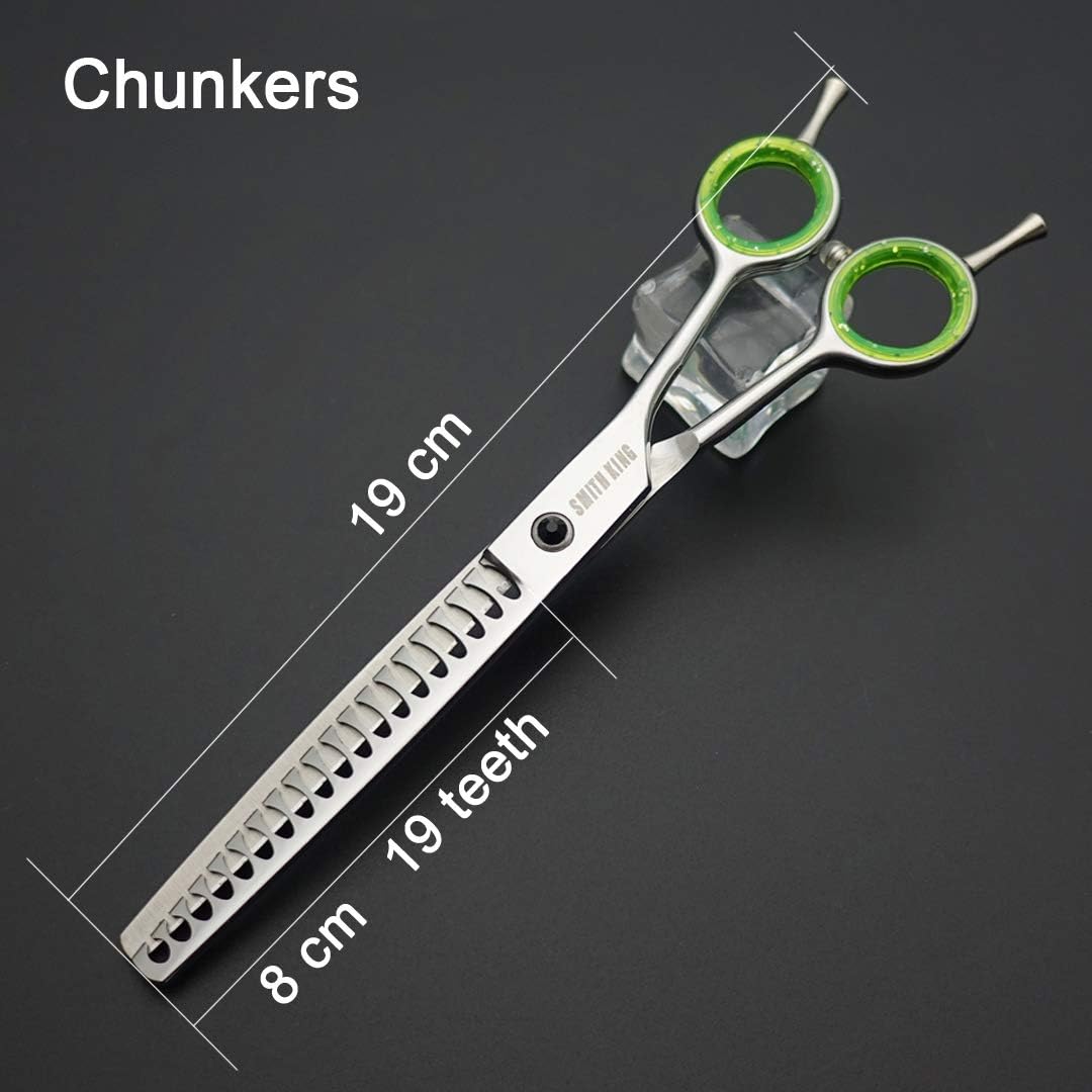 7.0 inches Professional Dog Grooming Scissors Set Straight & thinning & Curved & chunkers & comb 5pcs in 1 Set for left-handed & right handed