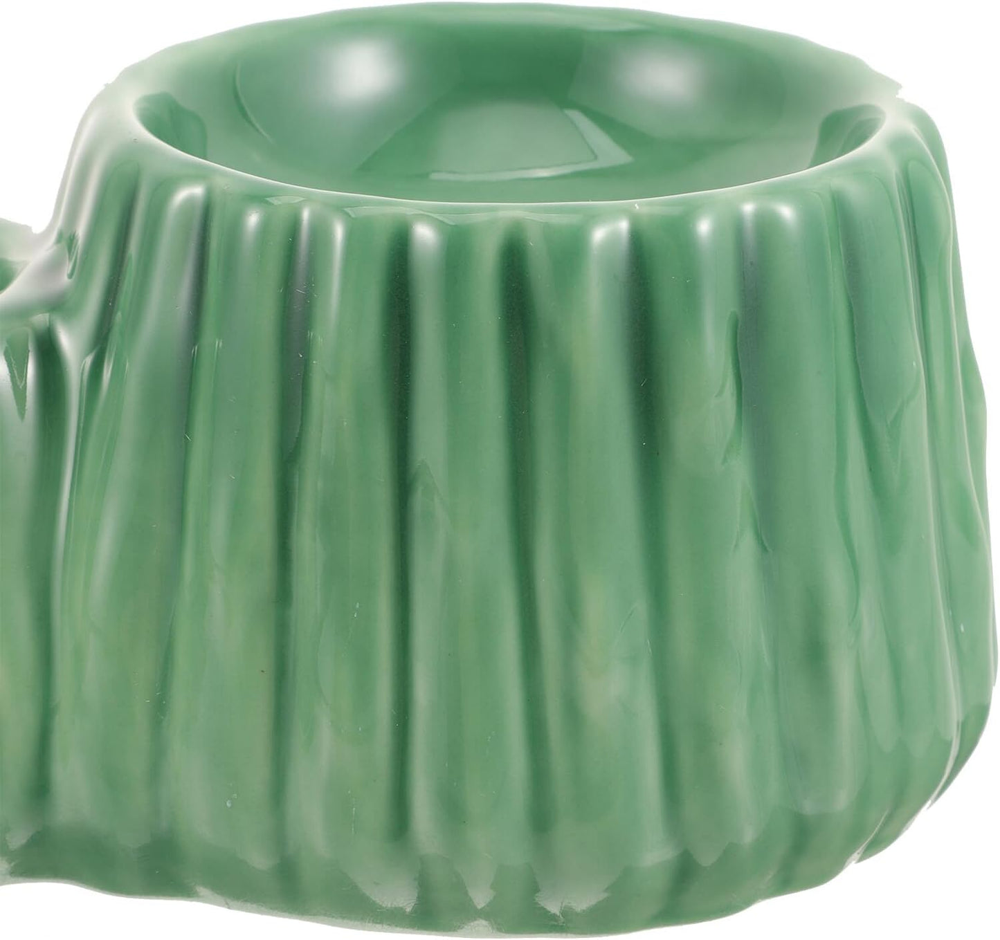 FAVOMOTO Elevated Ceramic Cat Bowl Set with Dual Height Raised Bowls, Non-tip Pet Feeder for Cats and Small Dogs, Green Food and Water Dish for Indoor Feeding