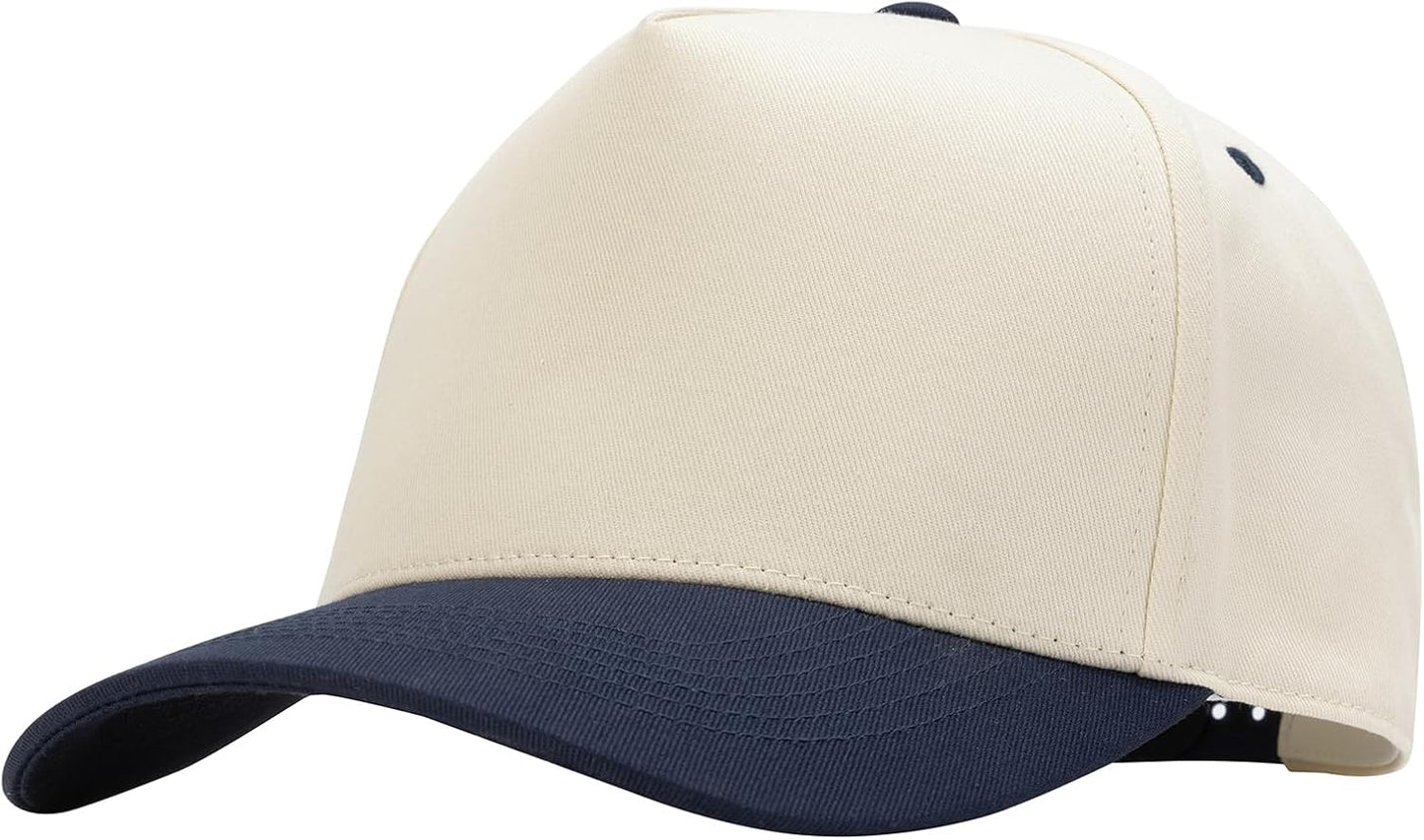 Vintage Trendy Trucker Hat, Structured 5-Panel Snapback Hat, Adjustable Cotton Solid or 2-Tone Baseball Cap Men Women