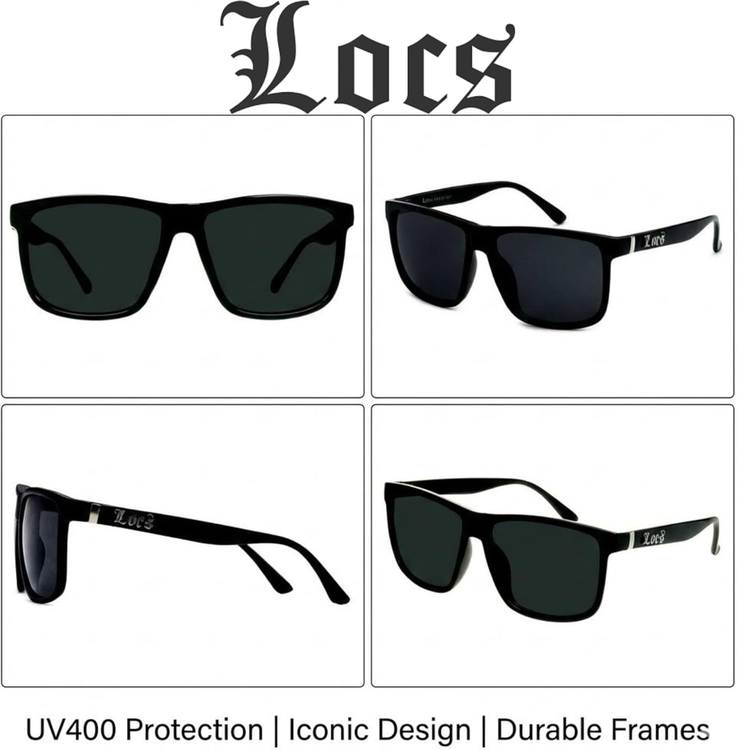Locs Men's Gangster Oversized Rectangular Horn Rim Sunglasses - 91055 & 91295 Series