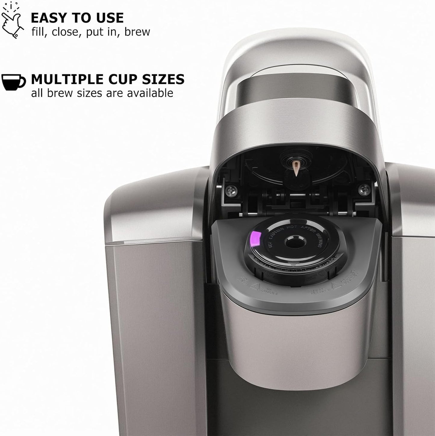Reusable K Cups for Keurig K Elite, K Classic, K Compact, K Latte, K Duo and All 2.0 & 1.0 Coffee Makers, 2 Pack K Cup Coffee Filters - Black